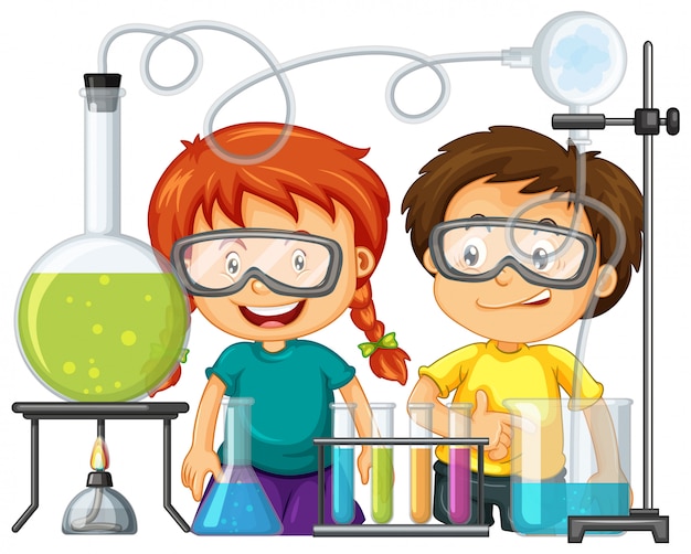Científico haciendo experimentos en el laboratorio de ciencias