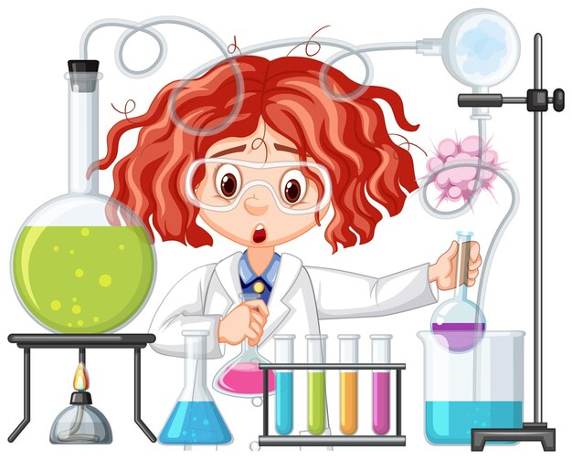 Científico haciendo experimentos en el laboratorio de ciencias