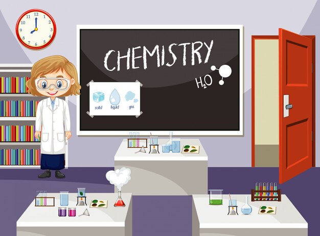 Científico trabajando en el aula