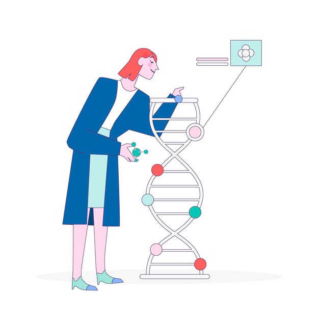 Científicos con moléculas de adn