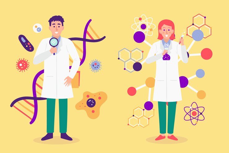 Vector gratuito científicos trabajando