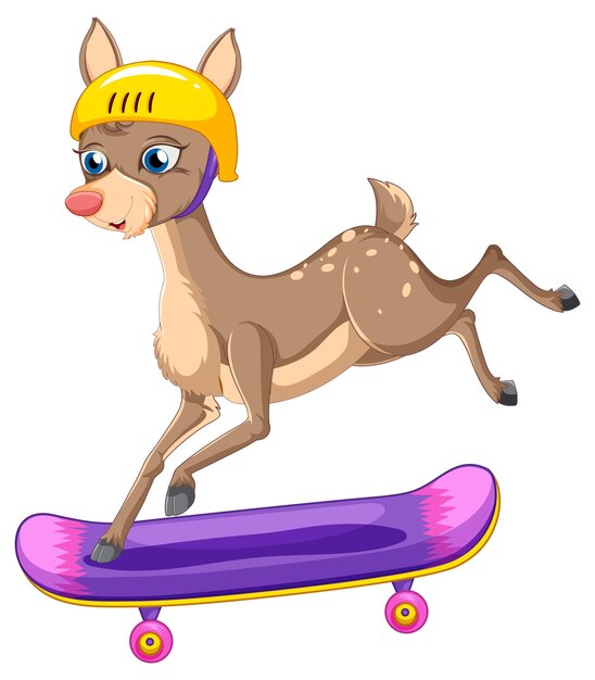 Ciervo jugando dibujos animados de patineta