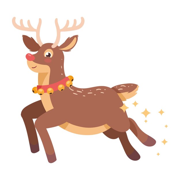Ciervo de Navidad con campanas de Jingle Ilustración aislada