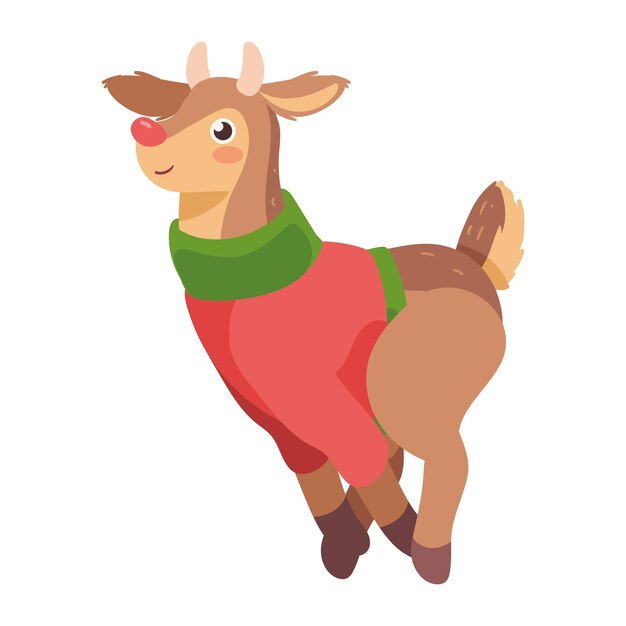 Ciervo de Navidad con ilustración de suéter aislado