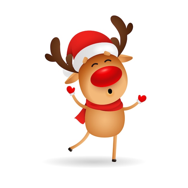 Ciervos de dibujos animados feliz deseando feliz Navidad