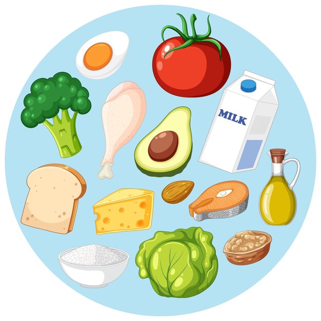 Los cinco grupos de alimentos aislados