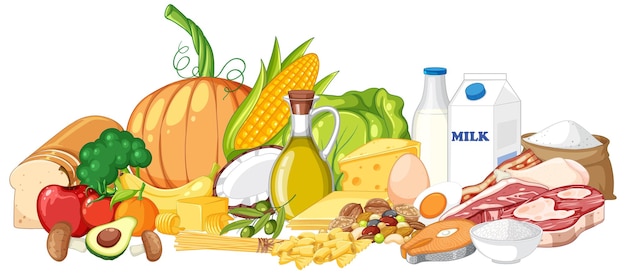 Los cinco grupos de alimentos aislados