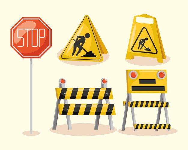 Cinco en iconos de construcción