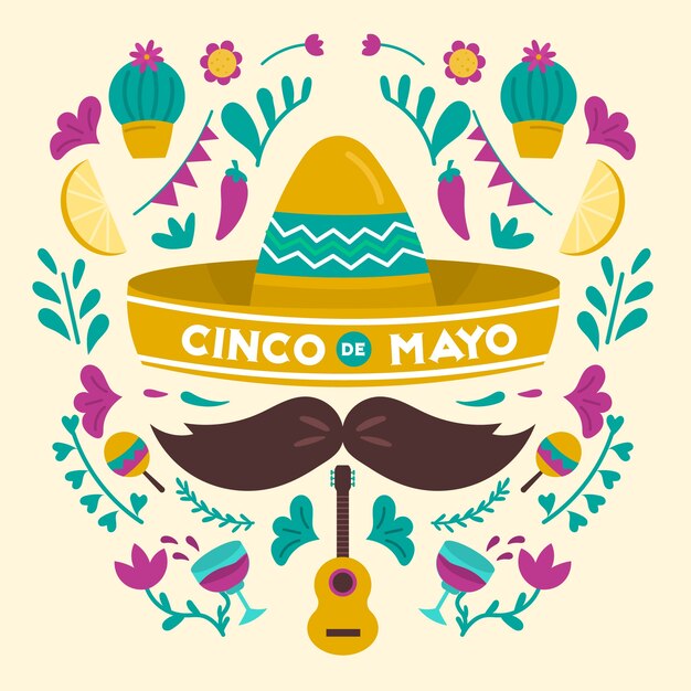 Cinco de mayo en diseño plano