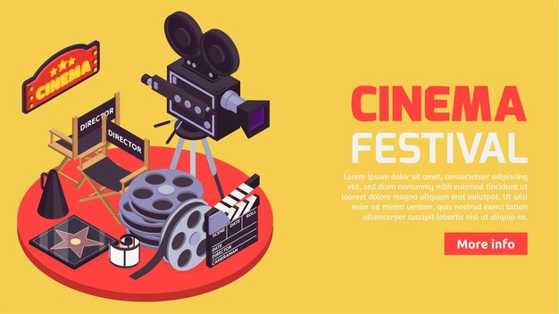 Cine con isométrico de ilustración profesional.