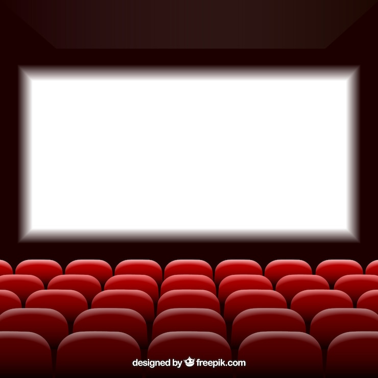 Vector gratuito cine con pantalla y asientos