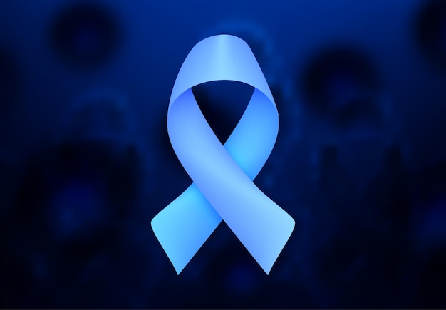 Cinta azul y células 3d Concientización sobre el cáncer de mama Ilustración vectorial