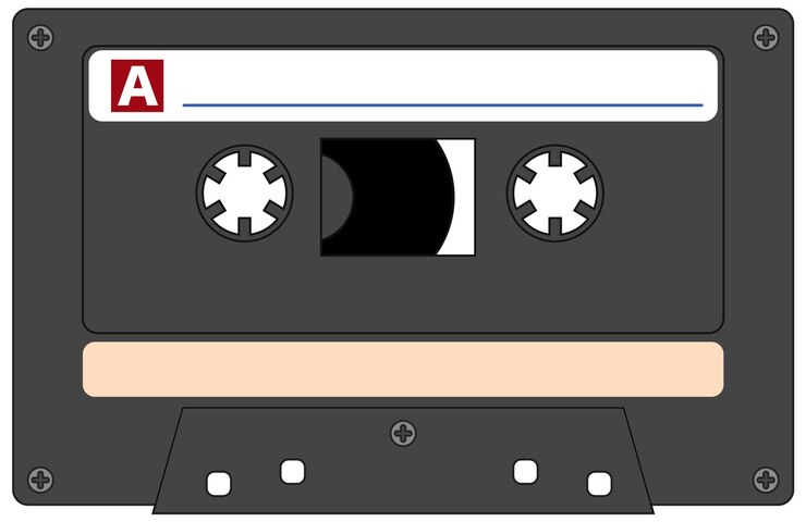 Vector gratuito cinta de cassette sobre fondo blanco