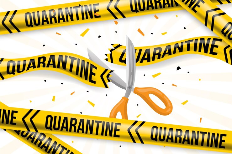 Vector gratuito cinta de cuarentena de corte realista