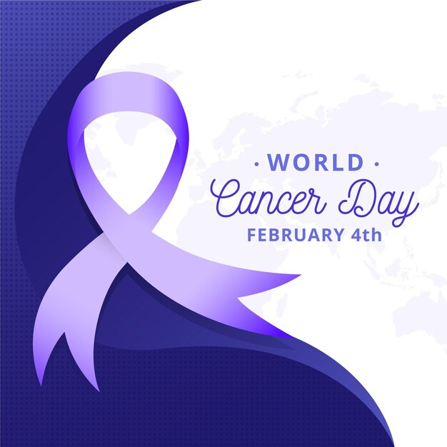 Cinta del día mundial del cáncer degradado