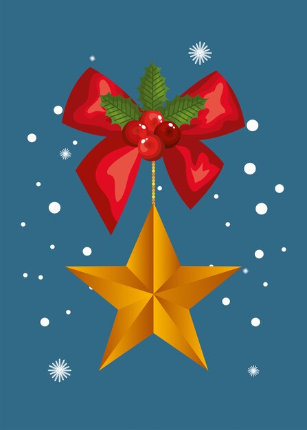 Cinta de lazo con estrella colgante de navidad