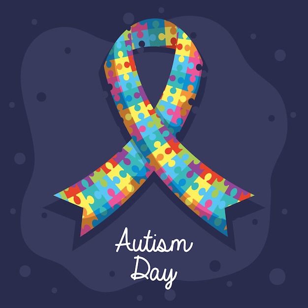 Vector gratuito cinta y letras de autismo.