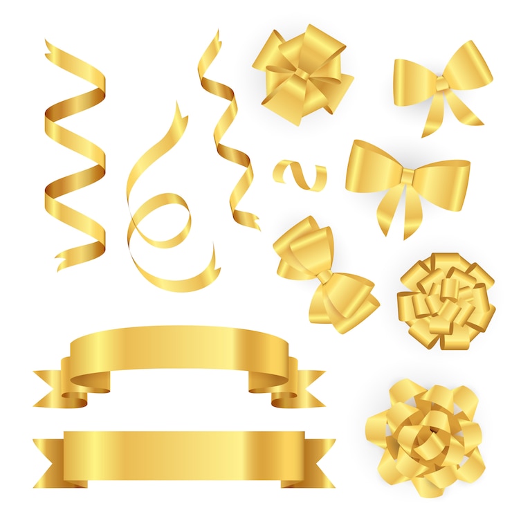 Vector gratuito cintas doradas para embalaje de regalo