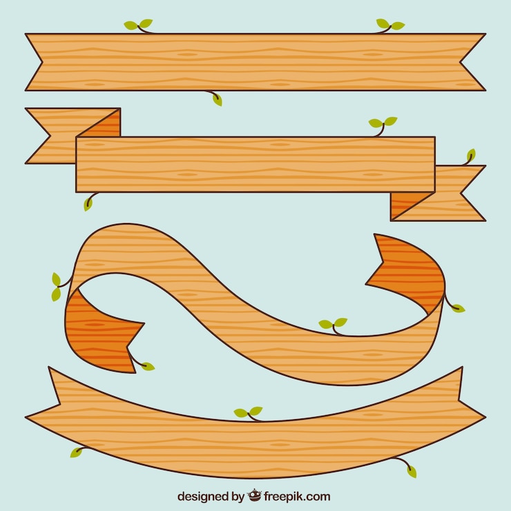 Vector gratuito cintas de madera estilo flat