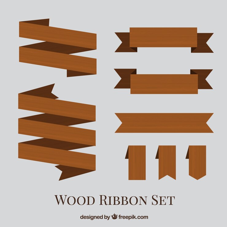 Vector gratuito cintas de textura de madera en diseño plano