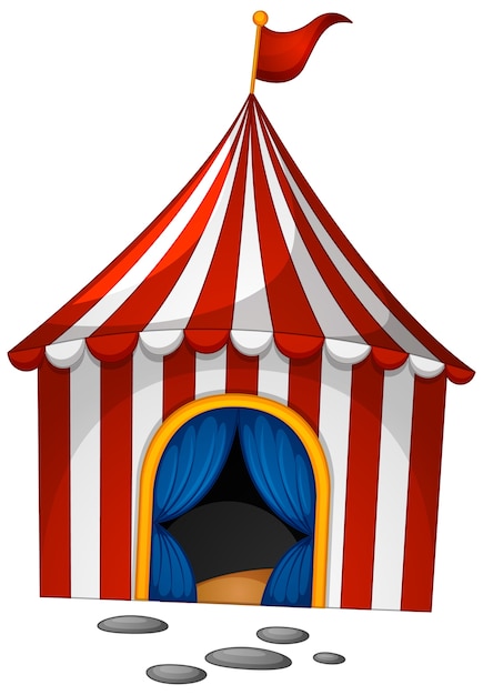 Circo en estilo de dibujos animados sobre fondo blanco