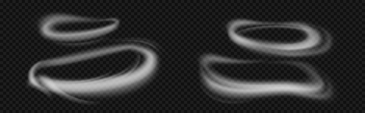 Vector gratuito círculo de anillos de humo aislados sobre fondo transparente. realista de remolinos de niebla de flujo, niebla blanca o nubes redondas de vapor. efecto de humo de narguile, cigarrillo o vaporizador