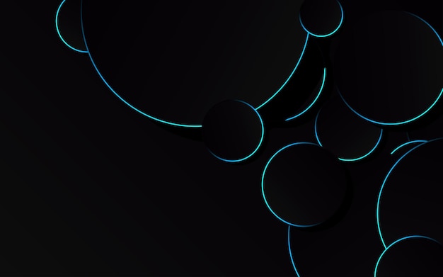 Círculo azul abstracto sobre tecnología de fondo negro