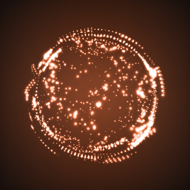 Círculo brillante hecho de partículas