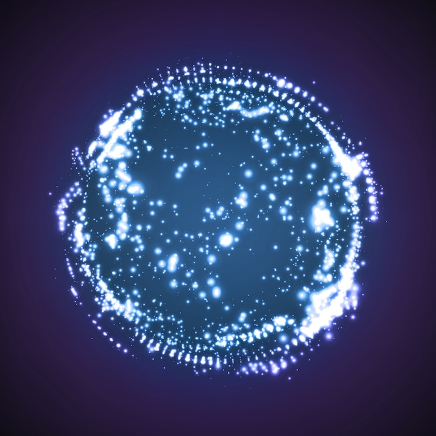 círculo brillante hecho de partículas