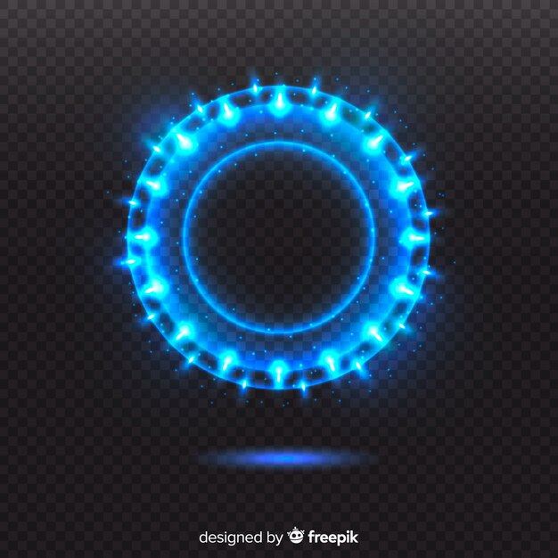 Círculo de luz azul sobre un fondo transparente