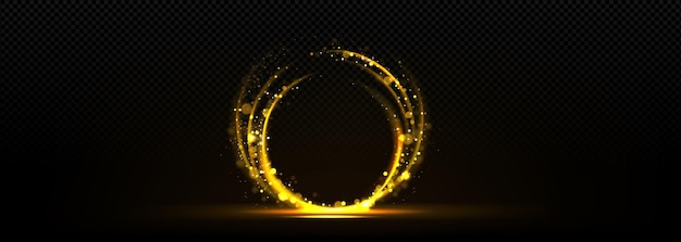 Vector gratuito círculo de luz dorada brilla con efecto bokeh