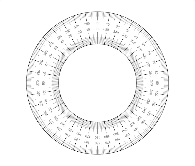 Círculo de medición en blanco rejilla de transportador circular para medir grados