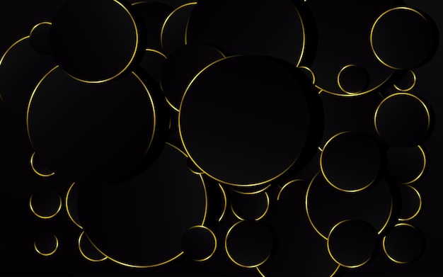 Círculo de oro abstracto sobre tecnología de fondo negro