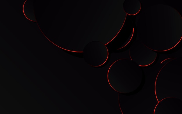 Círculo rojo abstracto sobre tecnología de fondo negro