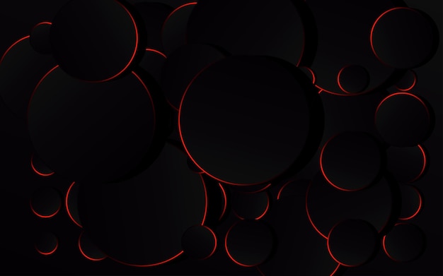 Círculo rojo abstracto sobre tecnología de fondo negro