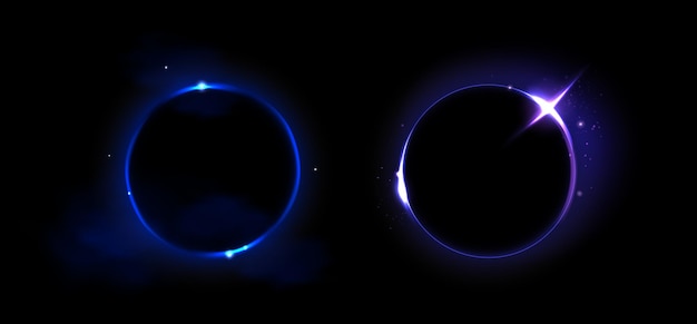 Círculos de eclipse solar que muestran la luna cubriendo el sol
