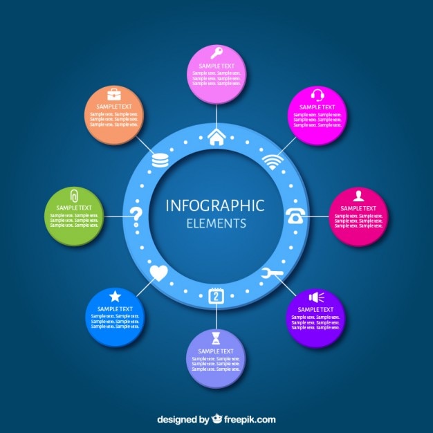 Vector gratuito círculos plantilla infografía