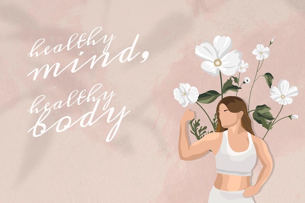 Vector gratuito cita motivacional plantilla editable vector salud y bienestar yoga mujer color floral publicación en redes sociales