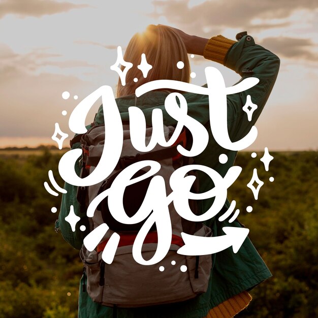 Citas de viaje dibujadas a mano con letras de fotos