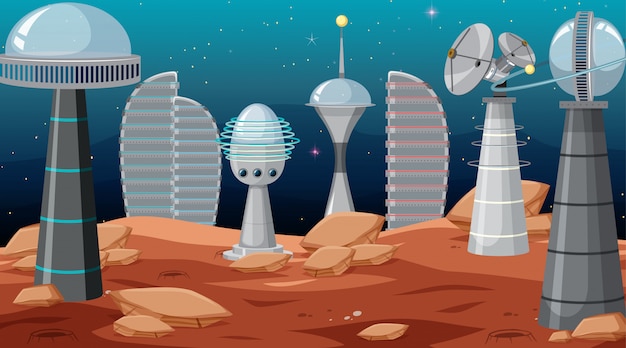 Ciudad en escena espacial