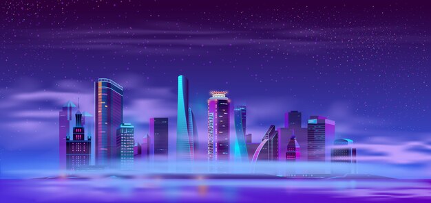 Ciudad futura en caricatura de isla artificial