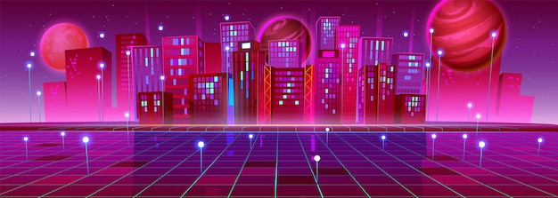 Ciudad futurista con red de comunicación global