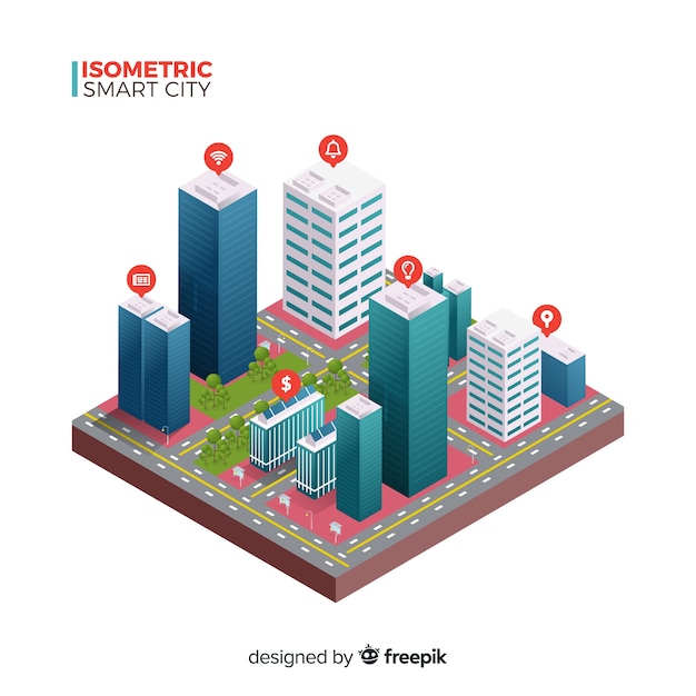 Vector gratuito ciudad inteligente isométrica