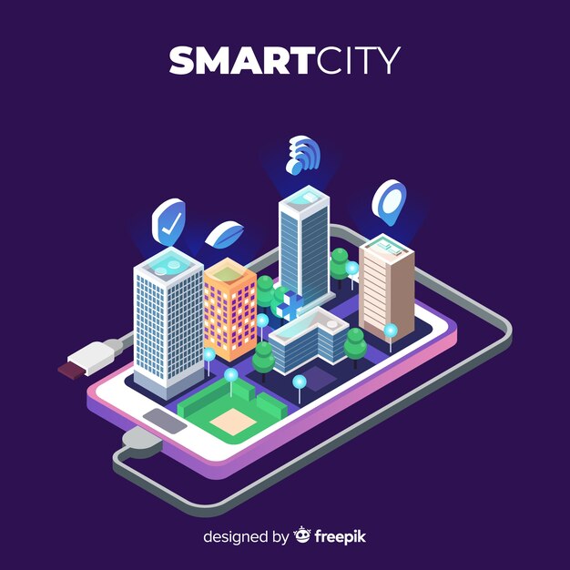 Ciudad inteligente isométrica