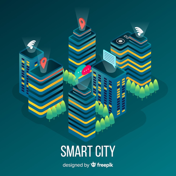 Vector gratuito ciudad inteligente isométrica