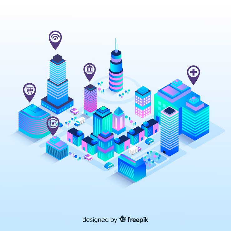Vector gratuito ciudad inteligente isométrica