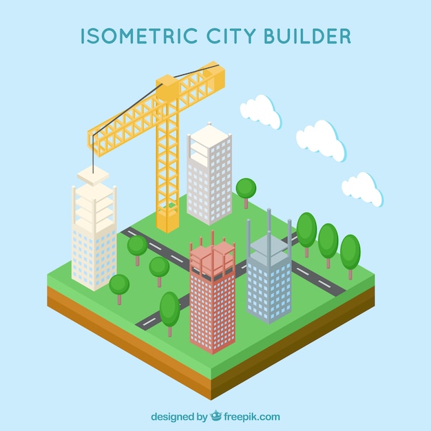 Vector gratuito ciudad isométrica en construcción