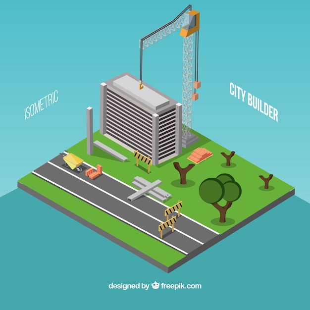 Ciudad isométrica en construcción 