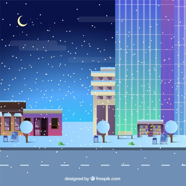 Ciudad de navidad por la noche