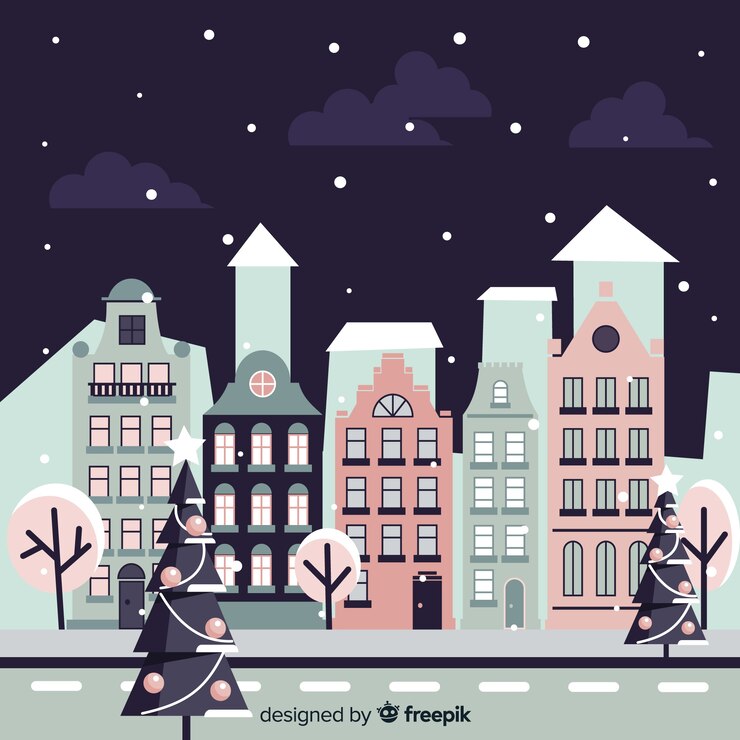 Vector gratuito ciudad navideña